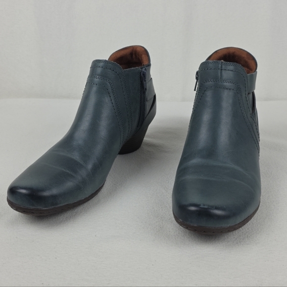 Cobb Hill Leather Ankle Booties Boots Womens 10 Blue Gray - Picture 4 of 15